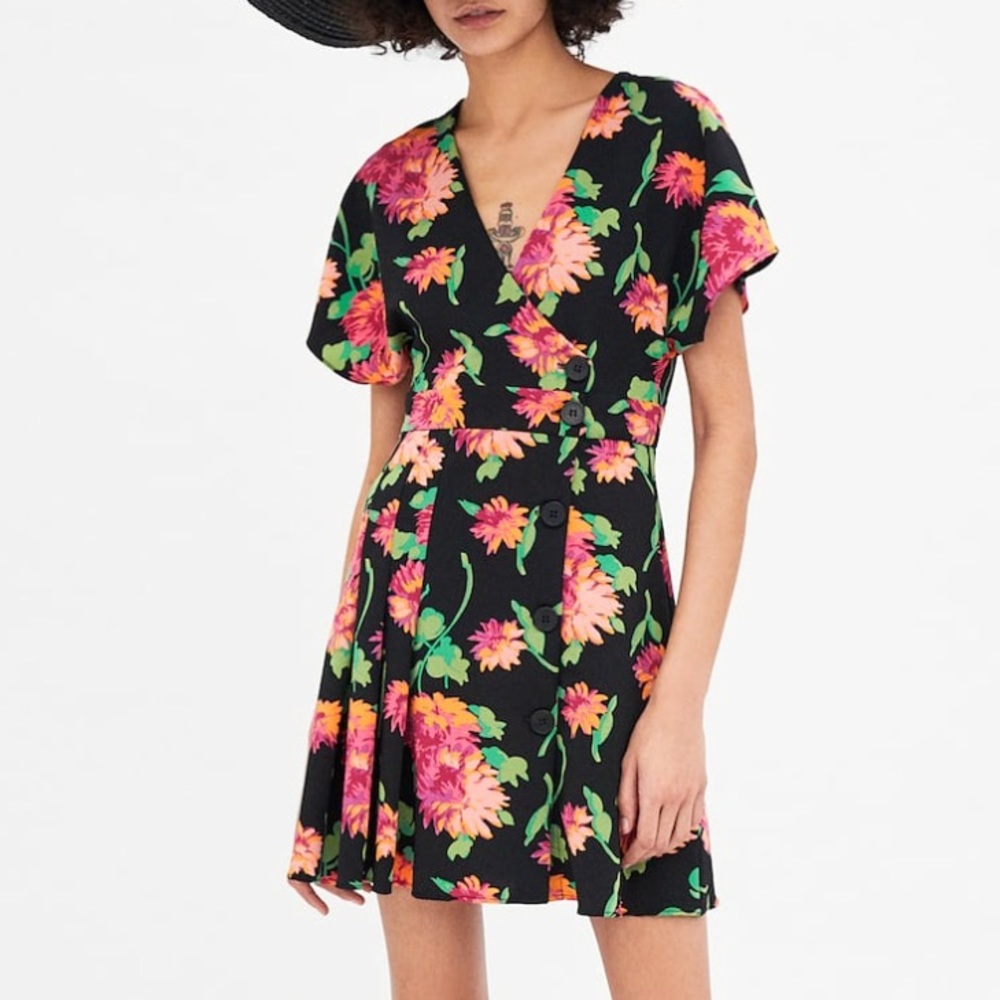 Zara printed floral mini dress - Picture 2 of 8